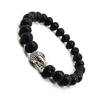Tongari Black D'Vine Black Lava Stone Reiki Yoga Meditation Buddha Beads Diffuser Band Bracelet For Women, Men, Girls, & Boys