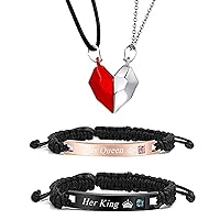 choice of all 4Pcs Couples Bracelets Necklace Set for Women Men I Love You Necklace 100 Languages Relationship Heart Necklace for Him and Her Couple Gift for Girlfriend Boyfriend
