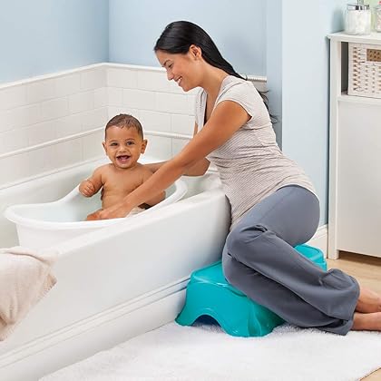 Summer Infant Comfort Height Bath Tub Elevated and Spacious Baby Bathtub with Newborn Bath Support Extended Use Features Include Stand-Alone Kneeler and Stepstool