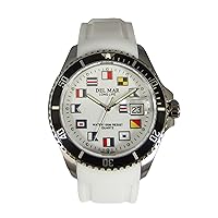 Del Mar 50380 46mm Stainless Steel Quartz Watch w/Polyurethane Band in White with a White dial