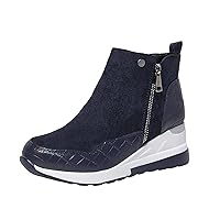 Women's Low Wedges Ankle Short Boots Hight Top Slip On Fashion Sneakers