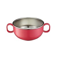 Din Din Smart Stainless Steel 11 oz Feeding Bowl with Handles for Babies, Toddlers and Kids. BPA Free, Pink