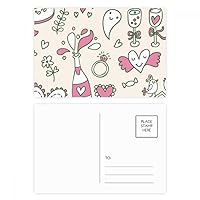 Loves Flower Plant Paint Postcard Set Birthday Mailing Thanks Greeting Card