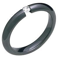 Stunning Black Titanium Ring With Diamond Tension Set 3mm wide Wedding Band