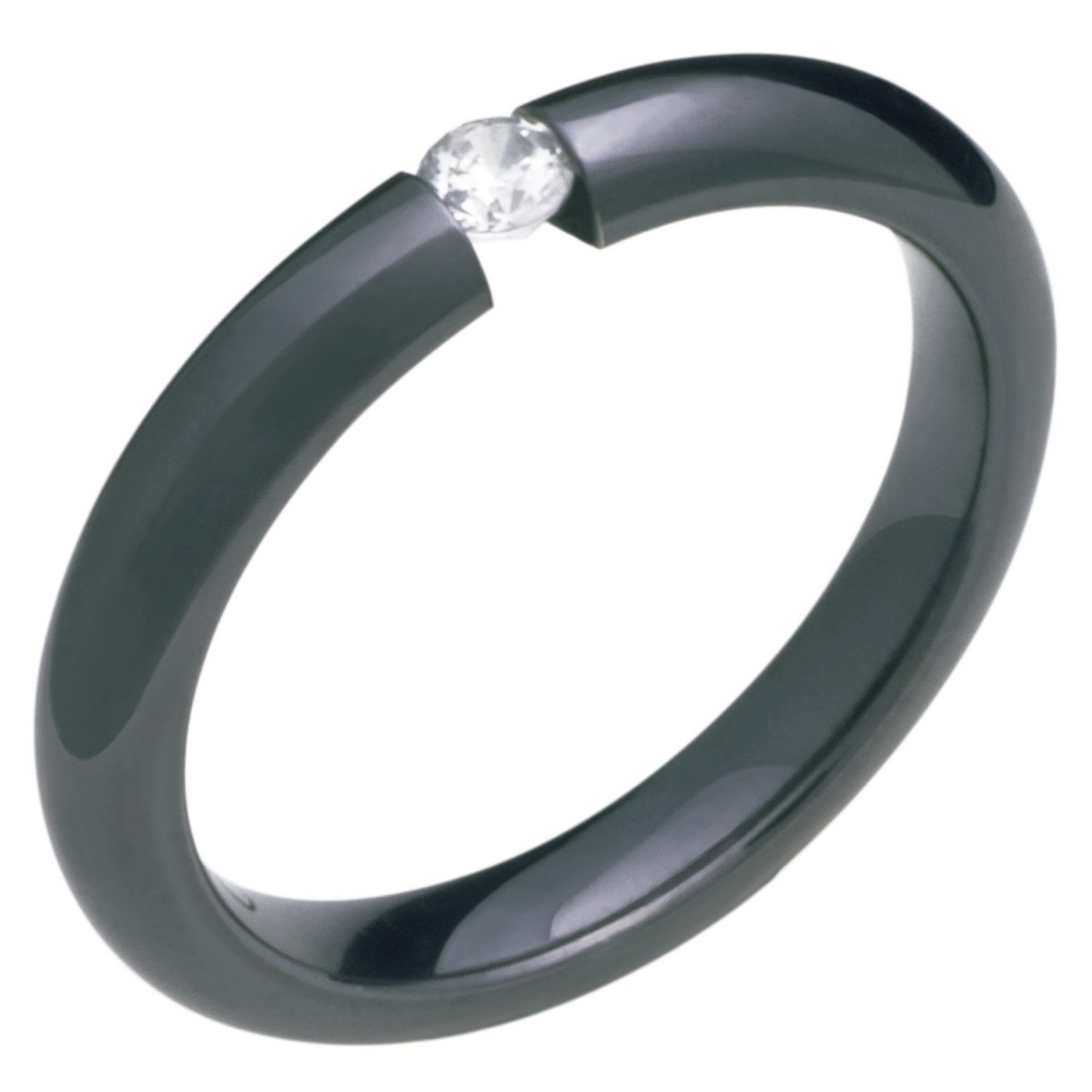 Alain Raphael Stunning Black Titanium Ring With Diamond Tension Set 3mm wide Wedding Band