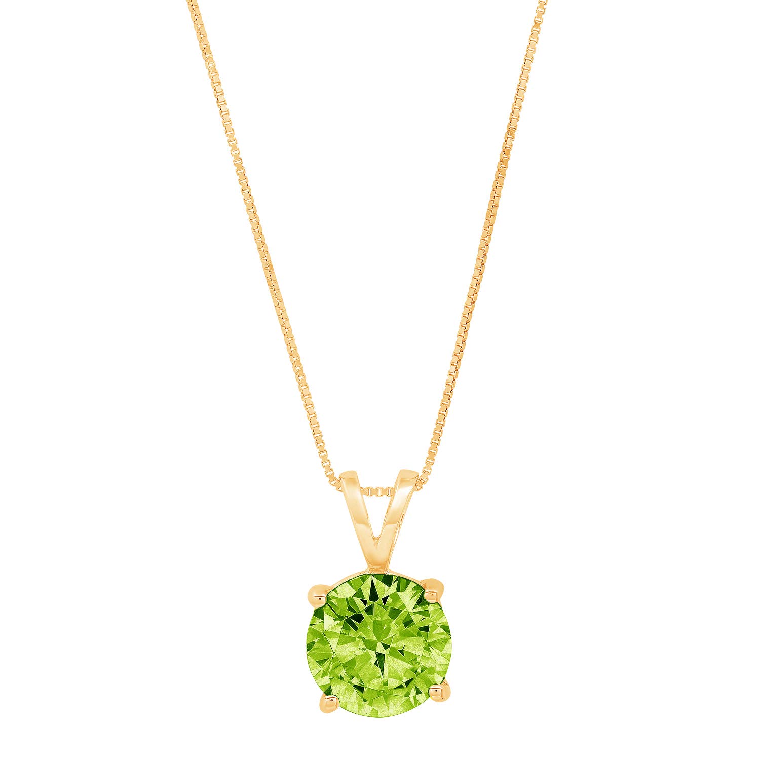 1.0 ct Brilliant Round Cut Designer Flawless Genuine Natural Green Peridot Gem Ideal VVS1 Solitaire Pendant Necklace With 16