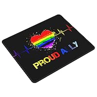 Proud Ally LGBT Rainbow Heart Gay Pride Mouse Pad, Laptop Office Desk Accessories Wireless Mouse Pad Mouse Pad Non-Slip Water Resistant Desk Mat Premium Computer Accessories