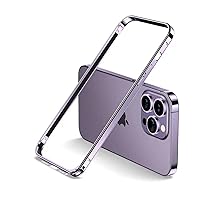New Aluminum Frame Metal Bumper Frame Slim Hard Case Cover for iPhone 14 Pro Max, Metal Frame Armor with Soft Inner Bumper, Raised Edge Protection (Purple, 6.7