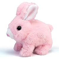 Hopping Bunny Toys for Kids Interactive Electronic Bunny Plush Toy Rabbit - Walking Wiggle Ears Twitch Nose Dog Toys Easter Bunny Toys Gifts for Girls Boys Toddlers Birthday (Pink, 7'')