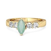 Marquise Cut 0.10 Ctw Emerald Gemstone Princess Ariana 925 Sterling Silver Wishbone Ring