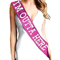 Divorce Party Sash - Hot Pink I’m Outta Here! Satin Sash - Retirement, Going Away, Divorce, or Graduation Party Supplies & Decorations - Magenta Sash(OutHere) Mag
