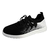 2024 Ladies Fashion Color Matching Breathable Knitted Mesh Lace Up Comfortable Flat Casual Shoes Casual W