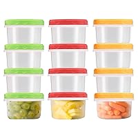 12 Container Set, Small Plastic Containers with Lids, Lock in Freshness, Nutrients, & Flavor, Freezer & Dishwasher Friendly (8oz)