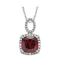 14k White Gold Mozambique Garnet Mozambique Garnet and .03 Dwt Diamond 18 Inch Necklace Jewelry for Women
