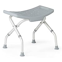 Medline Folding Shower Chair Without Back, Bath Chair Supports up to 250 lbs, Gray