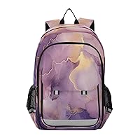 ALAZA Purple & Gold Marble Laptop Backpack Purse for Women Men Travel Bag Casual Daypack with Compartment & Multiple Pockets