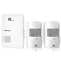 1byone Driveway Alarm, Home Security Alert System with 36 Melodies, 1 Plug-in Receiver and 2 Weatherproof PIR Motion Detector, 1000ft Wireless Transmission Range and 24ft PIR Detection Range