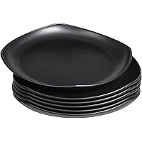 plate set 6PCS dinner plates -Unbreakable plastic dish set of 6 for Kitchen, Dorm Room,Outdoor, Camping,microwavable plates, kids plates,Microwave and Dishwasher Safe,9.5 Inch,Black