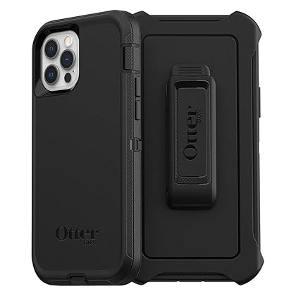 OtterBox IPhone 12 & IPhone 12 Pro Defender Series Case - BLACK, Rugged & Durable, With Port Protection, Includes Holster Clip Kickstand