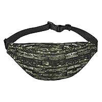Digital Camo Adjustable Belt Hip Bum Bag Fashion Water Resistant Hiking Waist Bag for Traveling Casual Running Hiking Cycling