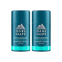 Oars + Alps Aluminum Free Deodorant for Men and Women, Dermatologist Tested, Travel Size, Deep Sea Glacier, 2 Pack, 2.6 Oz Each