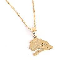BR Gold Jewelry The Republic of Senegal Map Pendant Necklaces for Afrika Women Girls