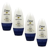 Dove Original Clean Roll On Deodorant, Aluminum Free, All Day Odor Protection, 4-Pack, 1.7 FL Oz Each, 4 Bottles