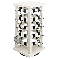 Ikee Design 5 Tiers Easy Assemble Wood Rotating Jewelry Display Tower With 42 Removabl Hooks,Spinning Earring Card Storage Display Stand for Store, Showcase, Tradeshow and Home, Wash White Color