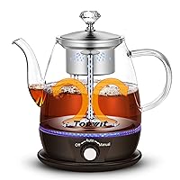 Middle Eastern Persian Iranian Russian Arab Turkish Style Electric Cordless  Tea Maker Samovar Stainless Steel Glass Double Kettle Smart Keep Warm Tray