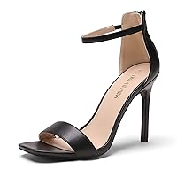 DREAM PAIRS High Heels Stillettos Square Toe Heels for Women Ankle Strap Heels Sexy Comfort Strappy Dress Shoes Wedding Bridal Pumps Sandals