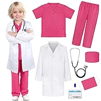 GIFTINBOX Doctor Costume for Kids Doctor Lab Coat for Kids Real Stethoscope, Halloween Doctor Lab Costumes for Kids age 3-12
