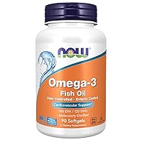 NOW Supplements, Omega-3 180 EPA / 120 DHA, Enteric Coated, Cardiovascular Support*, 90 Softgels