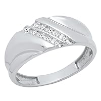 Dazzlingrock Collection Sterling Silver Mens Round Channel-set Diamond Wedding Band Ring 1/8 ctw