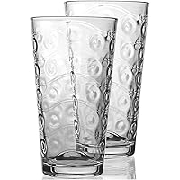 Circleware Cosmo Highball Tumbler Drinking Glasses, Set of 8, Kitchen Entertainment Heavy Ice Tea Beverage Cups Glassware for Water, Beer, Juice, Bar Liquor Farmhouse Decor, 15.7 oz, Clear