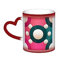 Big white dot Print Coffee Mug 13 oz Heat Sensitive Color Changing Mug Cute Ceramic Mug For Women Men