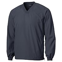 SPORT-TEK Men's V Neck Raglan Wind Shirt XXL Graphite Grey