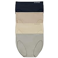 ELLEN TRACY Women’s High Cut Brief Panties Breathable Seamless Underwear 4-Pack Multipack (Regular & Plus Size)