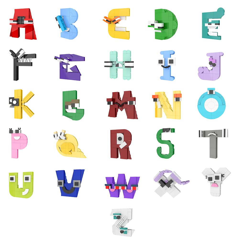 Alphabet Lore Building Block Set, 26 Alphabet Legend Building Block Model, Educational ABC Letters Learning Toy, Fun Filled Alphabet Knowledge Building Blocks Model (951 Pcs) (26 A-Z)