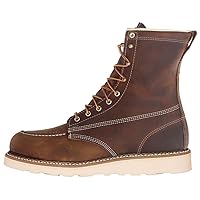 American Heritage 8” Steel Toe Work Boots for Men - Full-Grain Leather with Moc Toe, Slip-Resistant Wedge Outsole, and Comfort Insole; EH Rated