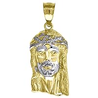 10k Two tone Gold Mens Jesus Religious Charm Pendant Necklace Jewelry for Men
