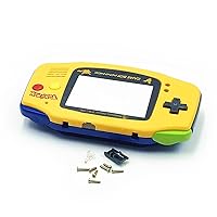 DIY Extra GBA Housing Shell Limited Yellow Case Set Replacement, for Gameboy Advance Handheld Console, PKM Edition Cover Outer Enclosure + Glass Protective Screen / Buttons / Screws / Sticker