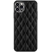 Case for iPhone 15/15 Pro/15 Plus/15 Pro Max Quilted Leather Case for Women Camera Protection Soft TPU Silicone Shockproof Slim Girls Protective Case (Black,iPhone15)