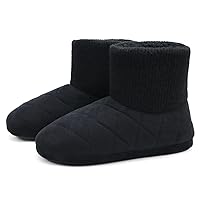 GPOS Knit Rock Wool Warm Men Indoor Pull on Cozy Memory Foam Slipper Boots Soft Rubber Sole