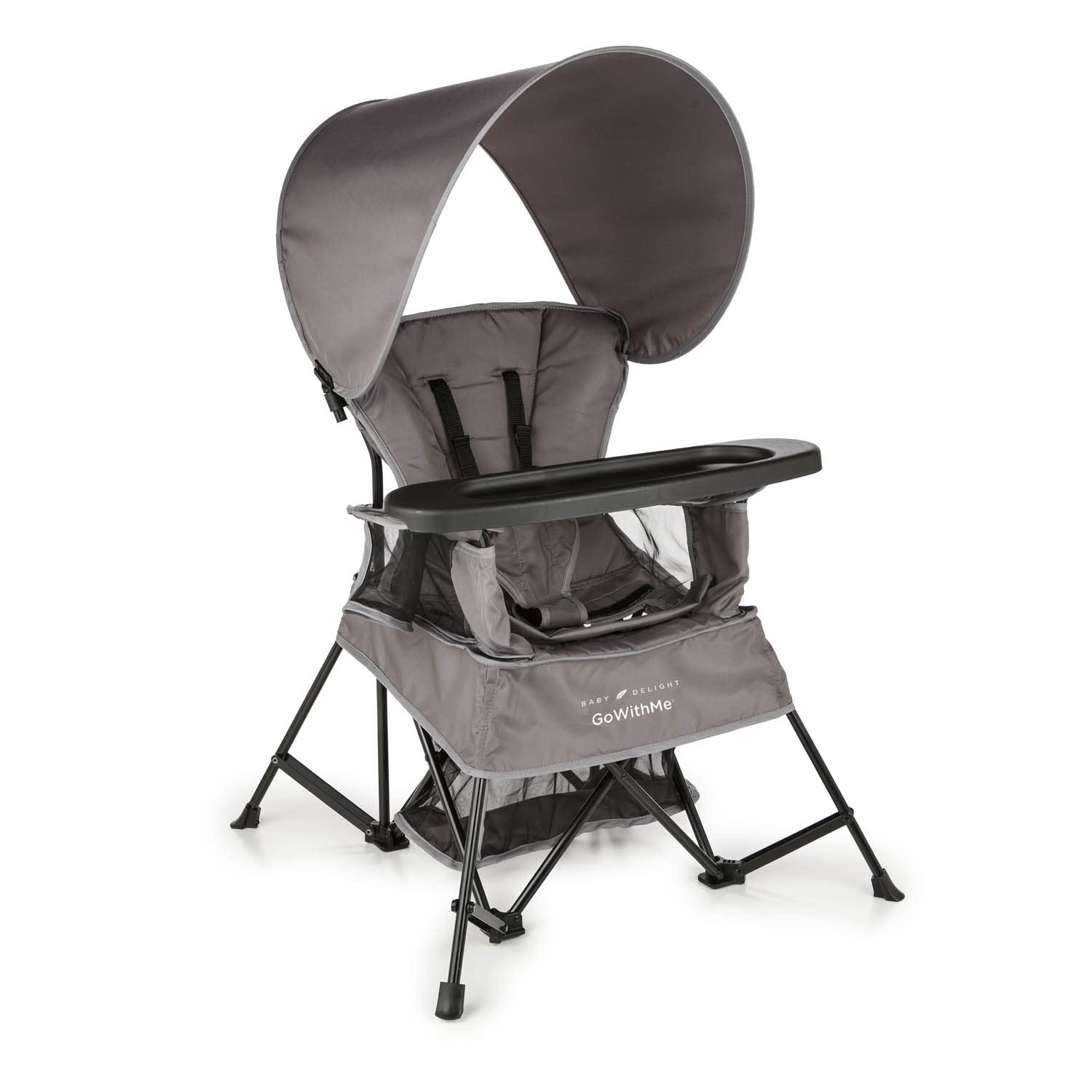 Baby Delight Go with Me Venture Portable Chair | Indoor and Outdoor | Sun Canopy | 3 Child Growth Stages | Grey