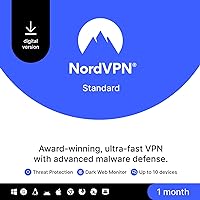 NordVPN Standard – 1-Month - VPN & Cybersecurity Software For 10 Devices – Block Malware, Malicious Links & Ads, Protect Personal Information - PC/Mac/Mobile [Online Code] NordVPN Standard – 1-Month - VPN & Cybersecurity Software For 10 Devices – Block Malware, Malicious Links & Ads, Protect Personal Information - PC/Mac/Mobile [Online Code] Digital Delivery