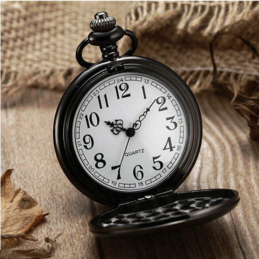 LYMFHCH Classic Smooth Vintage Quartz Pocket Watch, Arabic Numerals Scale Mens Womens Watch with Chain Christmas Graduation Birthday Gifts Fathers Day