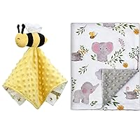 Baby Security Blanket+Baby Blanket Soft Baby Lovey Unisex Lovey Baby Gifts for Newborn Boys and Girls Baby Snuggle Toy Baby Bee Stuffed Animal