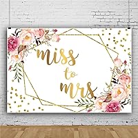 Vinyl 7x5ft Miss to Mrs Backdrop Circle Gold Glitter Pink Flowers Backgrounds White and Gold Photo Backdrops for Bridal Shower Bride to be Engagement Wedding Party Decorations Photo Booth Props