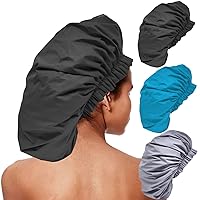 Large Shower Cap 3 Pack Oversized Shower Cap for Long Hair Waterproof Bath Cap Reusable Hair Caps for Women Hair Protection