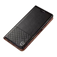 Case for iPhone 15Pro Max/15 Pro/15 Plus/15 Genuine Leather Magnetic Flip Wallet Phone Cover with 2 Slot Card Holder and Magnetic Closure (Black,15 Pro Max)